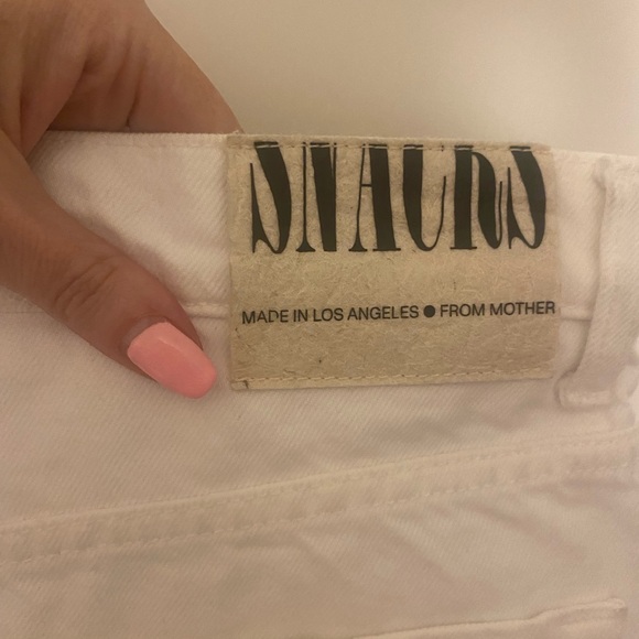 COPY - SNACKS MOTHER THE PLEATED FUN DIP DENIM JEAN SHORTS WHITE STICKY RICE SI… - Picture 7 of 9